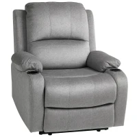HOMCOM Microfibre Manual Reclining Armchair, with Footrest - Grey(m-1)