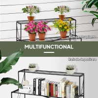 Outsunny Suport pentru Plante din Fier Forjat, Scara Suport pentru Ghivece pentru Exterior pe 3 Niveluri, Negru(m-6)