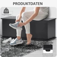 HOMCOM Truhe Aufbewahrungsbox Sitztruhe mit Stauraum Sicherheitsscharniere Holzkiste mit klappbarem Deckel für Wohnzimmer, Schlafzimmer, Spanplatte Schwarz 100 x 40 x 40cm(m-6)