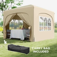 Outsunny 3 x 3m Pop-Up Gazebo Shelter, with Accessories - Sand(m-7)