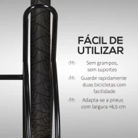 HOMCOM Suporte de Estacionamento Cruzado para 2 Bicicletas Aço Portátil 60x54x57 cm Preto(m-6)