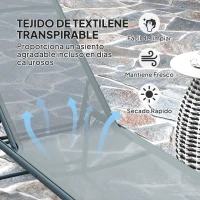 Outsunny Juego de 2 Tumbonas Plegables Reclinables en 5 Posiciones con Estructura Metálica y Asiento de Malla Transpirable Gris(m-5)
