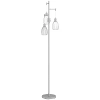 HOMCOM 3-Light Floor Lamp, 170cm Industrial Dimmable Standing Lamp with Steel Wire Cage Lampshades for Living Room, Bedroom, Dining Room, Study, Bulb Not Included, Silver Tone(m-1)