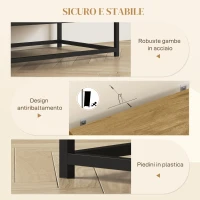 HOMCOM Credenza Moderna con 2 Cassetti, Armadietto Regolabile e Ripiano Aperto, in Legno e Acciaio, 80x40x78 cm, Marrone(m-7)
