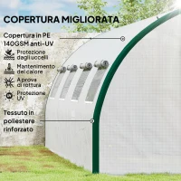 Outsunny Serra a Tunnel 6x3 m con 2 Ingressi e 8 Finestre, in PE, Poliestere e Acciaio Zincato, Bianco e Verde(m-4)