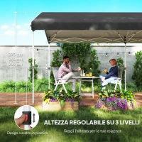Outsunny Gazebo Pieghevole Pop Up 6x3 m, UPF50+ con Altezza Regolabile e Borsa di Trasporto, Grigio Scuro(m-6)