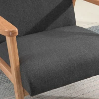 HOMCOM Fabric Accent Chair for Living Room, Arm Chair with Rubber Wood Frame and Padded Cushion, Dark Grey(m-8)