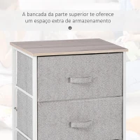 HOMCOM Cómoda Organizador com 4 Gavetas de tecido para sala de estar quarto 45x30x92cm(m-6)