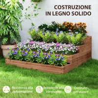 Outsunny Letto per Orto Rialzato a 4 Livelli in Legno di Abete con Fondo Aperto, 113x113x46 cm, Marrone(m-6)