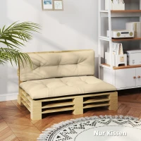 Outsunny Palettenkissen 2er Set Sitzkissen Palettenpolster mit Getuftetem Design Rückenlehne 120 x 77 x 10 cm Beige(m-8)