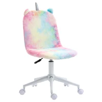 Vinsetto Fluffy Unicorn Office Chair with Mid-Back and Swivel Wheel, Cute Desk Chair, Rainbow Multi-Colored(m-1)