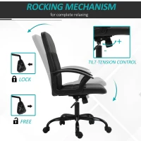 Vinsetto Mesh Office Chair, Faux Leather Desk Chair with Swivel Wheels, Adjustable Height and Tilt Function, Black(m-4)