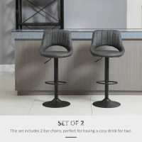 HOMCOM Bar Stools Set of 2, PU Leather Swivel Barstools with Backrest and Footrest for Kitchen, Counter, Breakfast Bar, Grey(m-4)