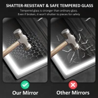 HOMCOM 50 x 70 cm Anti-Fog LED Bathroom Mirror, with Bluetooth and Clock - Silver Tone(m-8)