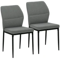 HOMCOM Velvet Dining Chairs Set of 2, Modern Armless Upholstered Kitchen Chairs with Metal Legs, Curved Back and Padded Seat, for Dining Room, Bedroom, Living Room, Grey(m-1)