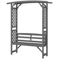 Outsunny Garden Bench, Wooden Garden Arbour with Seat for Vines/Climbing Plants, Grey(m-11)