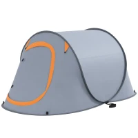 Outsunny Tenda da Campeggio Pop Up Impermeabile con Accessori e Borsa di Trasporto, 245x148x105 cm, Grigio(m-10)