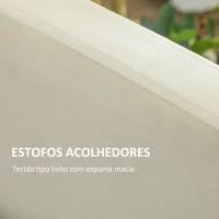 HOMCOM Cama Individual Dupla 2 em 1 Estofada em Veludo e Cama Inferior Extraível com Rodas para Colchões de 90x190 cm Creme(m-6)