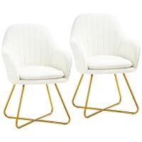 HOMCOM Set of Two Sherpa Fleece Dining Chairs - Cream(m-1)
