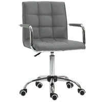 Vinsetto Mid Back PU Leather Home Office Desk Chair, Swivel Computer Chair with Arm, Wheels, Adjustable Height, Grey(m-1)