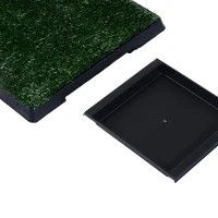 PawHut Resguardo de Treino de Erva com Bandeja para cães Sanita Interior para Animais de Estimação com Bandeja Lavável  51x63x6 cm Verde(m-7)