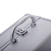 HOMCOM Estojo de Maquiagem Profissional Portátil de Cosméticos com Bandejas de 3 Níveis e Espelho 2 Chaves para Porta-Joias Manicure 15x15x20cm Prata(m-8)