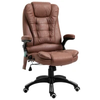 Vinsetto Massage Recliner Chair Heated Office Chair with Six Massage Points Microfiber Cloth 360° Swivel Wheels Brown(m-1)