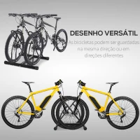 HOMCOM Suporte de Estacionamento Cruzado para 2 Bicicletas Aço Portátil 60x54x57 cm Preto(m-4)