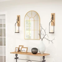 HOMCOM Espelho Decorativo de Parede 60x91 cm Espelho em Forma de Arco de Metal Estilo Moderno Dourado(m-7)