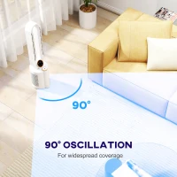 HOMCOM Multi-Mode Bladeless Tower Fan and Humidifier - White(m-7)