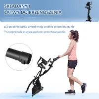 HOMCOM Rower treningowy Składany X-bike Z parą kabli napinających 2 w 1 do użytku domowego Regulowane siedzisko i opór Stalowy 51 x 97 x 115 cm Czarny(m-7)