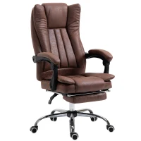 Vinsetto Home Office Chair Microfibre Desk Chair with Reclining Function Armrests Swivel Wheels Footrest Brown(m-1)