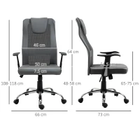 Vinsetto Office Chair, Computer Desk Chair, Mesh and PU Leather Swivel Chair with Adjustable Height and Rolling Wheels for Home Office Work Study, Grey(m-3)