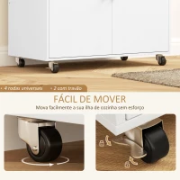 HOMCOM Ilha de Cozinha com Rodas com Lateral Dobrável Gaveta Suporte para Temperos e Prateleira Ajustável 106x42x87 cm Branco e Carvalho(m-7)