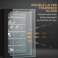 HOMCOM 24 Bottle Wine Fridge, 65 Litre Capacity, 43cm Freestanding Wine Cooler Fridge with Glass Door, LED Light, Digital Touch Screen, Temperature Control, Black(m-8)