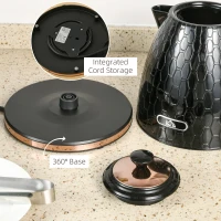 HOMCOM 3kW Rapid Boil Honeycomb Kettle - Black(m-9)