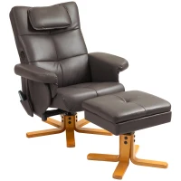 HOMCOM Faux Leather Massage Recliner Chair, with Storage Ottoman - Brown(m-1)