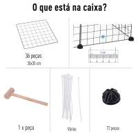 PawHut Recinto de Metal para Pequenos Animais de Estimação com 36 Painéis Desmontável DIY 146x73x73 cm Preto(m-5)