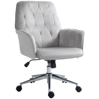 Vinsetto Linen Computer Chair with Armrest, Modern Swivel Chair with Adjustable Height, Light Grey(m-1)