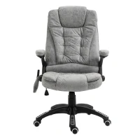 Vinsetto Massage Recliner Chair Heated Office Chair with Six Massage Points Microfiber Cloth 360° Swivel Wheels Grey(m-1)