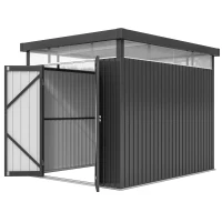 Outsunny Capanno da Giardino con Lucernario in Acrilico e Fori di Drenaggio, in Acciaio, 200x258x201 cm, Grigio Scuro(m-10)