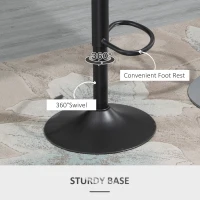 HOMCOM Bar Stools Set of 2, PU Leather Swivel Barstools with Backrest and Footrest for Kitchen, Counter, Breakfast Bar, Grey(m-6)