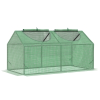Outsunny Invernadero de Exterior 120x60x60 cm Invernadero de Jardín con 2 Ventanas Enrollables Cubierta de PE 140g/㎡ y Marco de Acero Impermeable Anti-UV para Cultivo de Plantas Verduras Verde