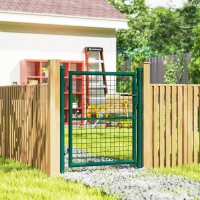 Outsunny Puerta de Jardín de Acero con Cerradura y Llaves con Asa Cerradura y 3 Llaves para Exterior Patio 100x79 cm Verde(m-8)