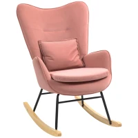 HOMCOM Velvet-Feel Rocking Armchair - Pink(m-1)