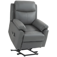 HOMCOM Faux Leather 70° Electric Riser Recliner Chair, Charcoal Grey