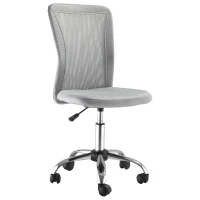 Vinsetto Office Chair, Armless Desk Chair, Adjustable Computer Swivel Chair with Rolling Wheels and Mesh Back for Home Work Study, Grey(m-1)