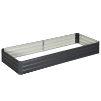 Outsunny Caixa de Plantio de Aço Galvanizado para Cultivar Plantas Flores Ervas com Fundo Aberto 180x90x30 cm / 241x90,5x30 cm Cinzento