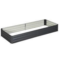 Outsunny Caixa de Plantio de Aço Galvanizado para Cultivar Plantas Flores Ervas com Fundo Aberto 180x90x30 cm / 241x90,5x30 cm Cinzento(m-1)