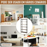 HOMCOM Estante estilo industrial com 6 prateleiras abertas para sala de estar Escritório 80x30x180 cm Castanho Rústico(m-6)
